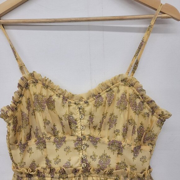 Patrons of Peace Yellow Floral Maxi Dress Size Medium boho - Picture 3 of 12